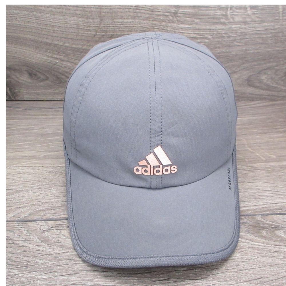 Adidas Hat Cap Womens Strap Back Gray Aeroready Running Athletic Training Gym